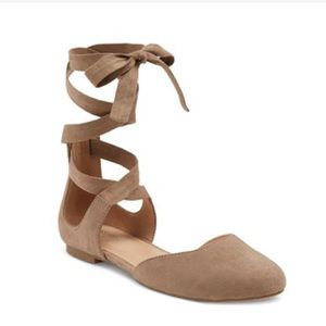 Tan Suede Tie Up Ballet flats
